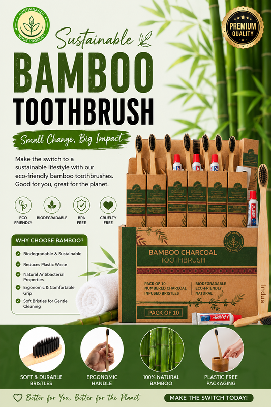 Bamboo Toothbrushes( Toothpaste included)- Pack of 10
