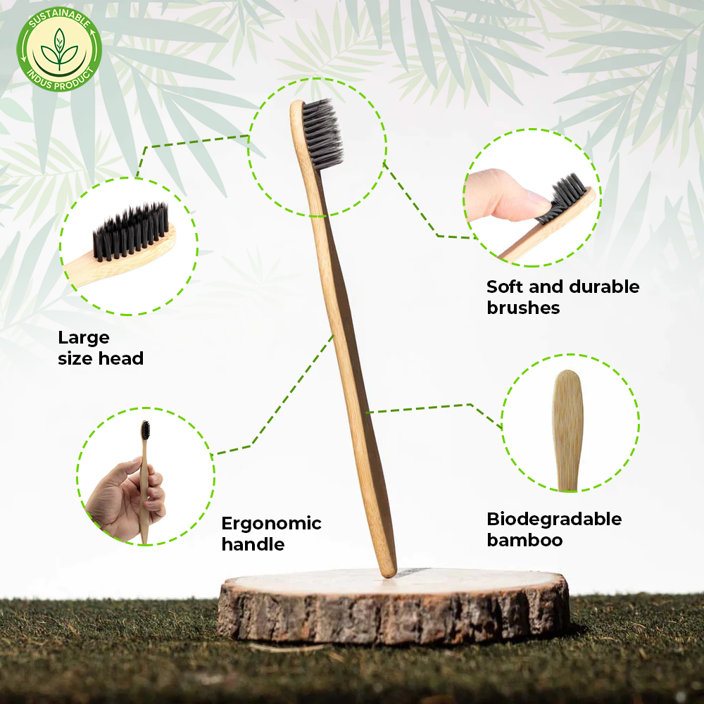 Bamboo Toothbrushes( Toothpaste included)- Pack of 10