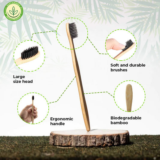 Bamboo Toothbrushes( Toothpaste included)- Pack of 10