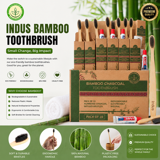 Bamboo Toothbrushes( Toothpaste included)- Pack of 10