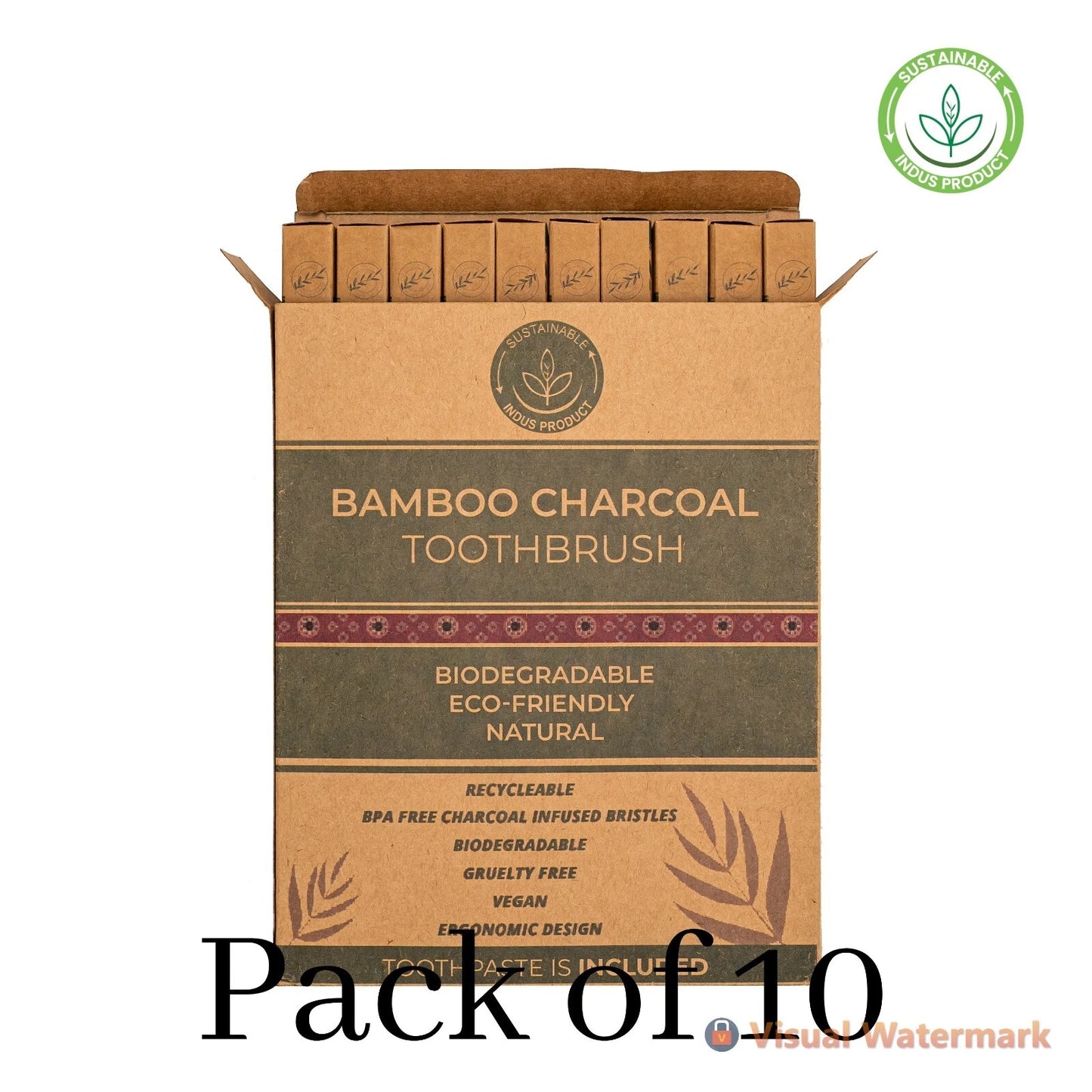 Bamboo Toothbrushes( Toothpaste included)- Pack of 10